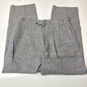 Vintage 90s L.L.Bean Wool Glen Plaid Trousers High Rise Ivy Prep 14